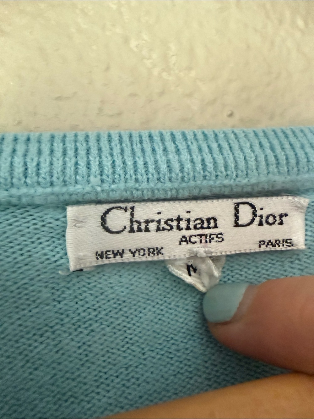 DIOR VTG Light Blue V-Neck Women's Sweater - Picture 3 of 5